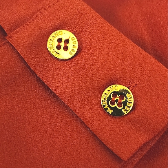 MARCIANO BY GUESS NEW JESSAMINE SHIRT DRESS, SIZE 6, RICH OCHRE PLAYFULL' COLOUR - Picture 5 of 6